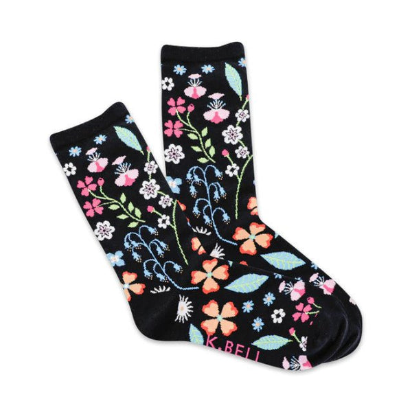 K. Bell Women's Black Floral Sock - Harmony