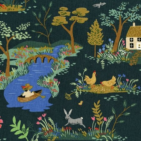 English Garden / Garden Toile / Dark Cotton & Linen Canvas - Harmony