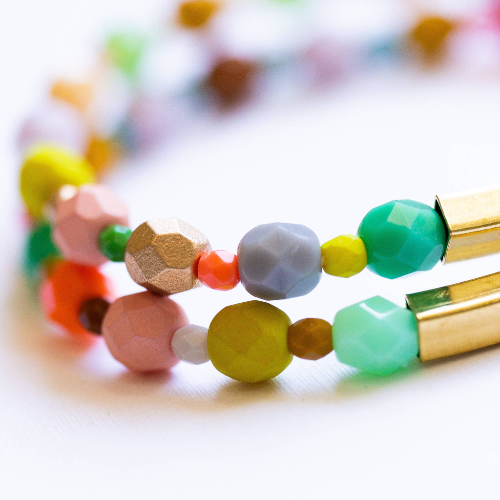 Colorful Mixed Bead Stretchy Bracelet - Harmony