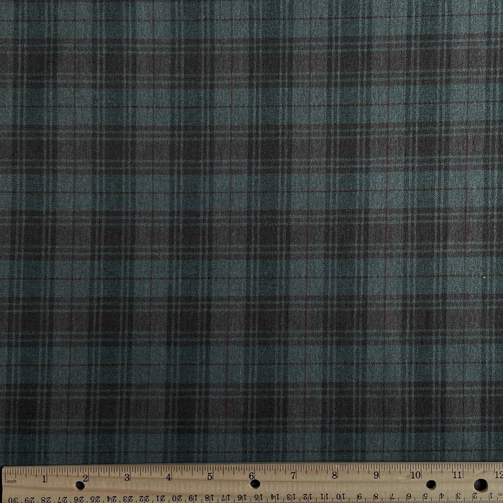 Deadstock Teal/Red Plaid Brushed Cotton - Harmony
