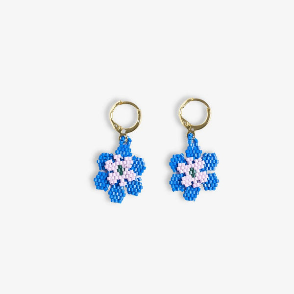 Blossom Double Layer Flower Drop Earrings Royal Blue - Harmony