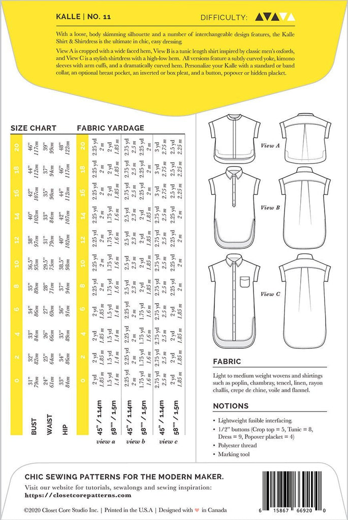 Closet Core Patterns / Kalle Shirt and Shirtdress - Harmony