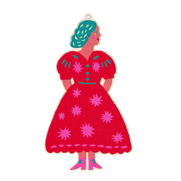 Woman In Dress Printed Wooden Decoration - Harmony