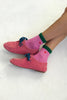Embroidered Color Block Girlfriend Socks / Rose Green + Heart - Harmony
