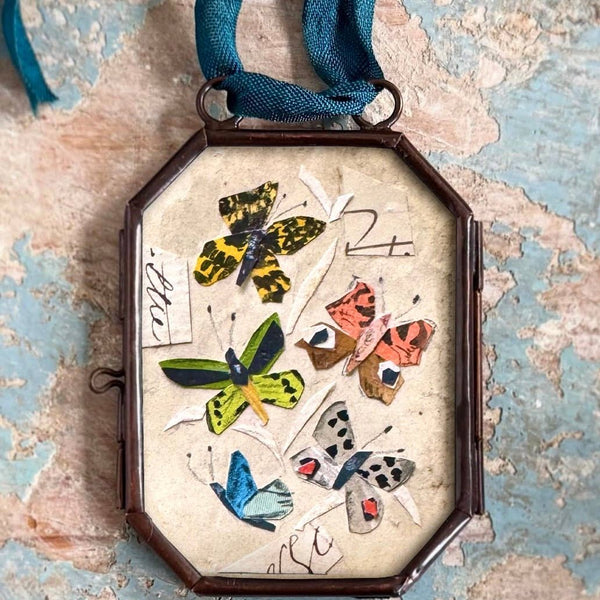 Butterfly Waltz ~ Lg. Art Locket Ornament Floral Handmade - Harmony