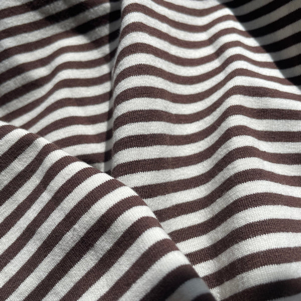 Coffee & Cream Stripe Jersey Knit - Harmony