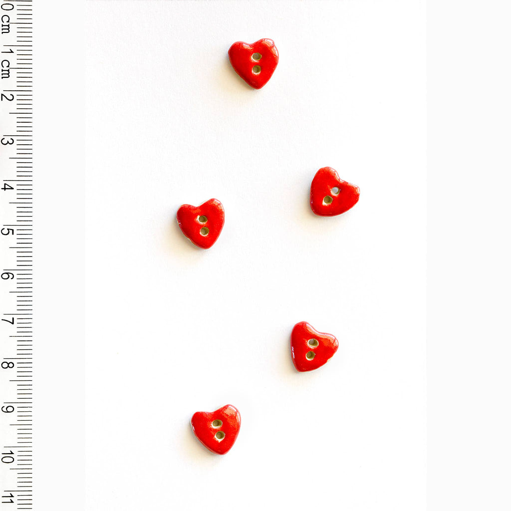 Tiny Red Heart Buttons - Harmony