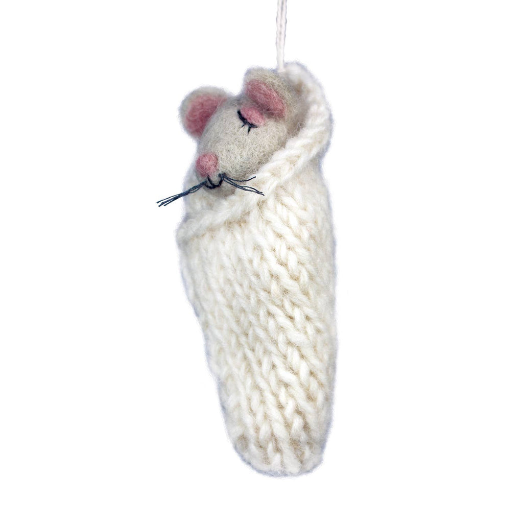 Cozy Grey Mouse Ornament - Harmony