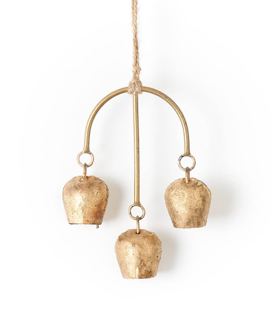 Tridevi Trio Rustic Bell Wind Chime - Fair Trade Home Decor - Harmony