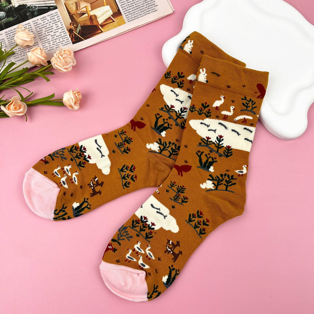 Vintage Artistic Abstract Oil Painting Mid - Calf Socks - Harmony