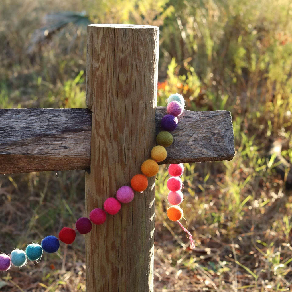 6' Felt Rainbow Pompom Ball Garland - Harmony