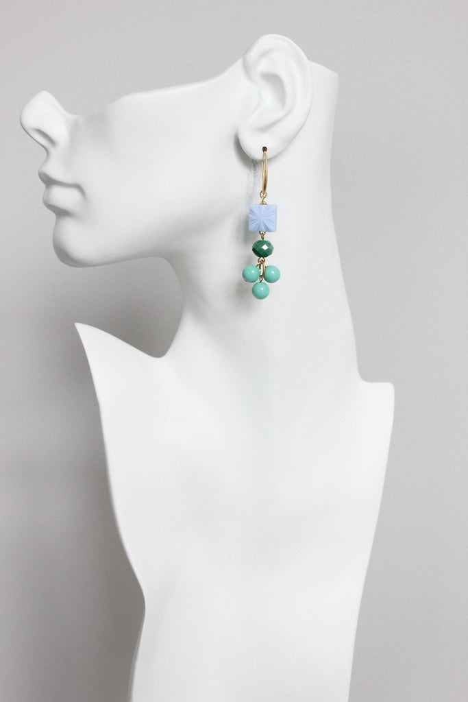 periwinkle, green, and turquoise earrings - Harmony