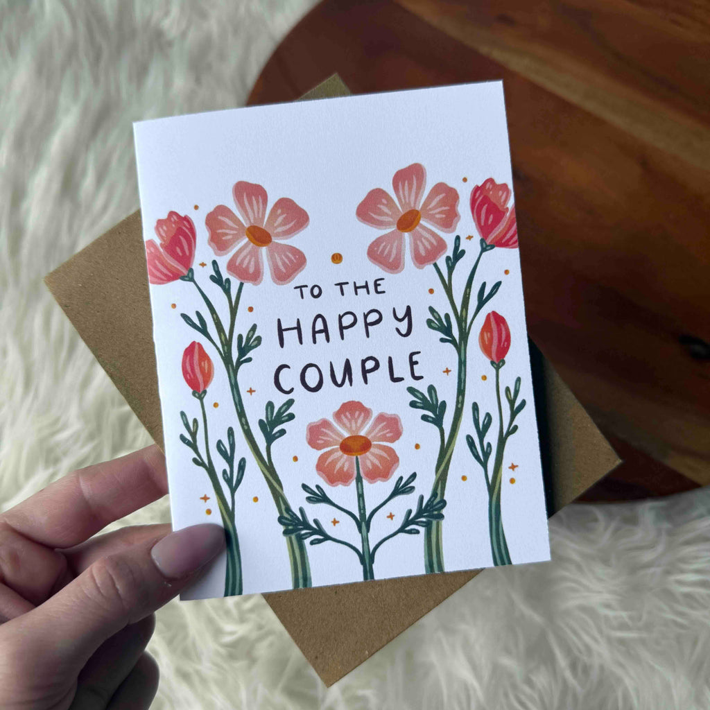 "To the happy couple" Floral Pattern Wedding Card - Harmony