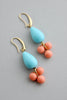 Turquoise and salmon glass earrings - Harmony