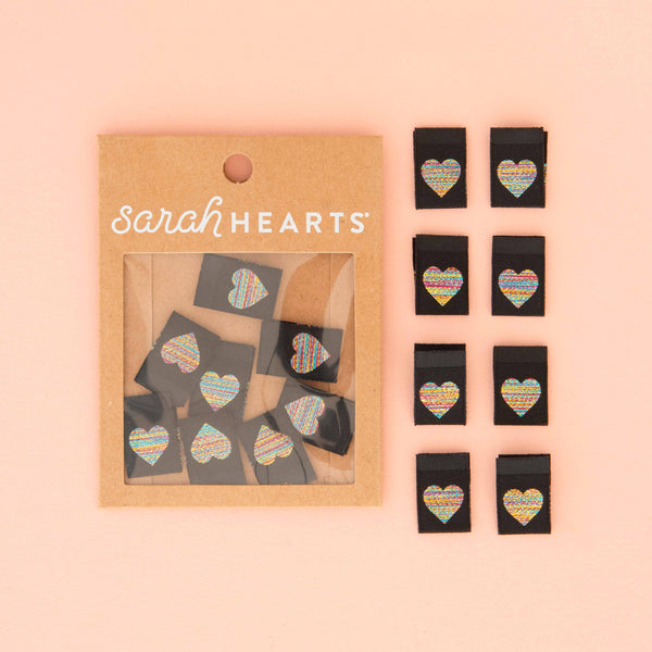 Metallic Rainbow Heart Woven Sewing and Quilting Labels - Harmony