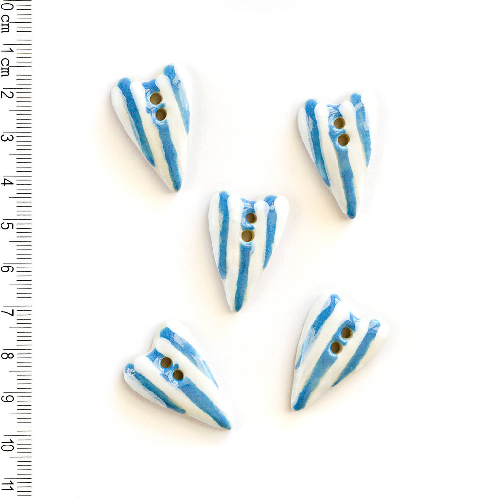 Blue Striped Heart Sewing Buttons - Harmony