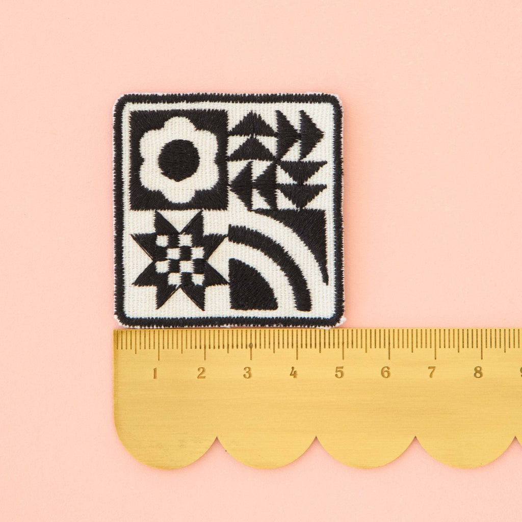 Black Quilt Block Iron - On Patch - Harmony