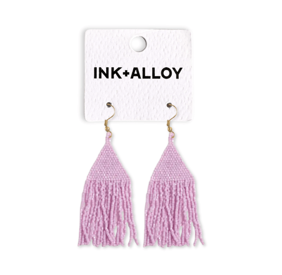 Lexie Solid Beaded Fringe Earrings / Light Lavender - Harmony