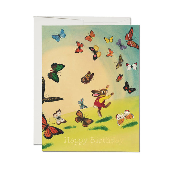 Bunny and Butterflies greeting card - Harmony