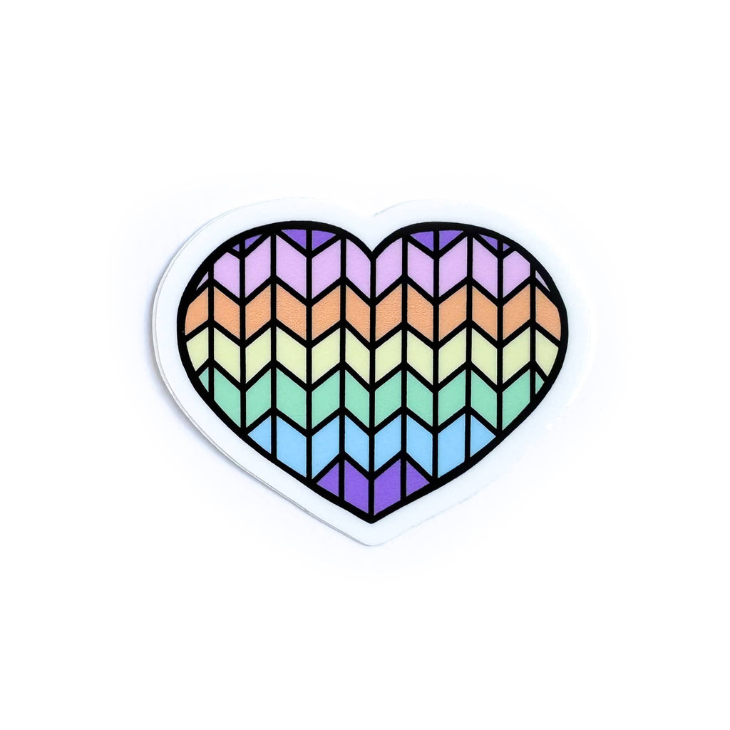 Pastel Rainbow Knit Heart Sticker - Harmony