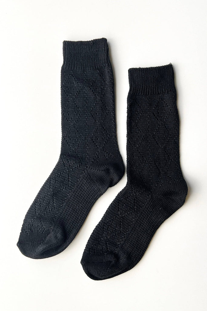 Modal Eyelet Socks / Jet Black - Harmony