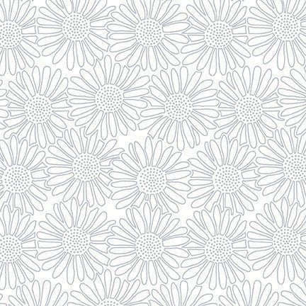 Quilter's Flour VI / Stacked Daisies / White on White - Harmony