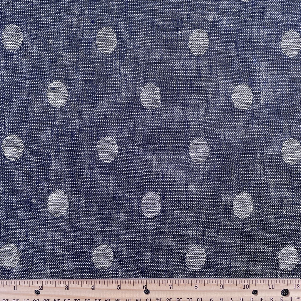 Navy Dot Linen Jacquard - Harmony