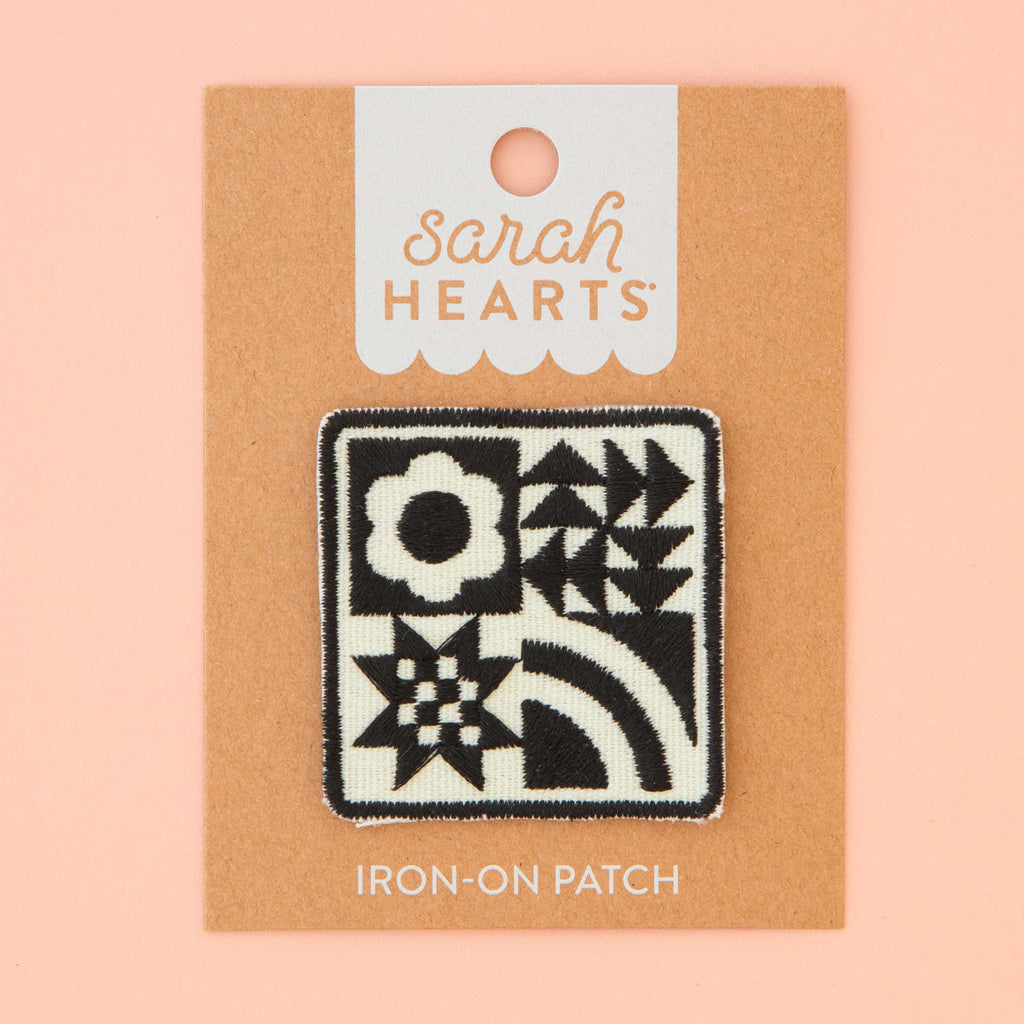 Black Quilt Block Iron - On Patch - Harmony