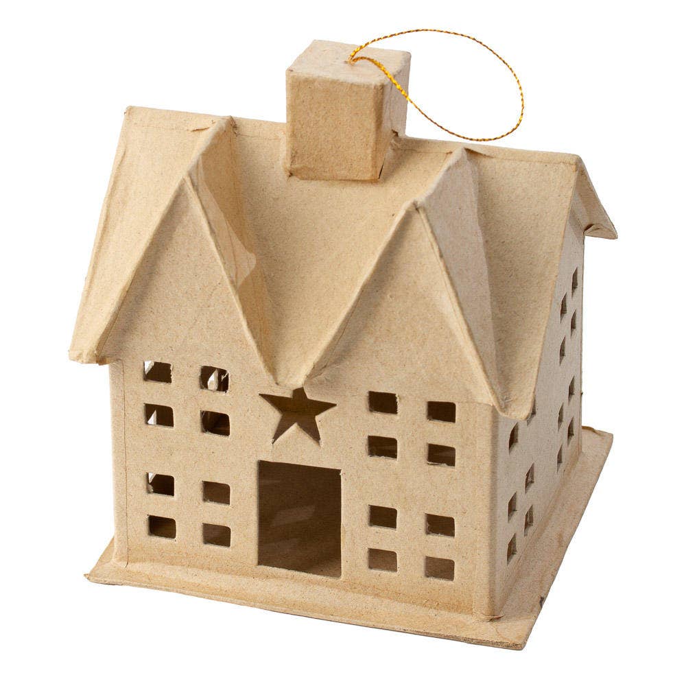 Paper Mache Saltbox House Ornament - Medium - Harmony