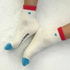 Embroidered Color Block Girlfriend Socks / Blue Red + Heart - Harmony