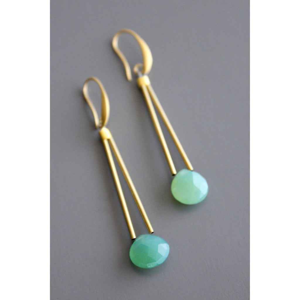 Green onyx geometric earrings - Harmony