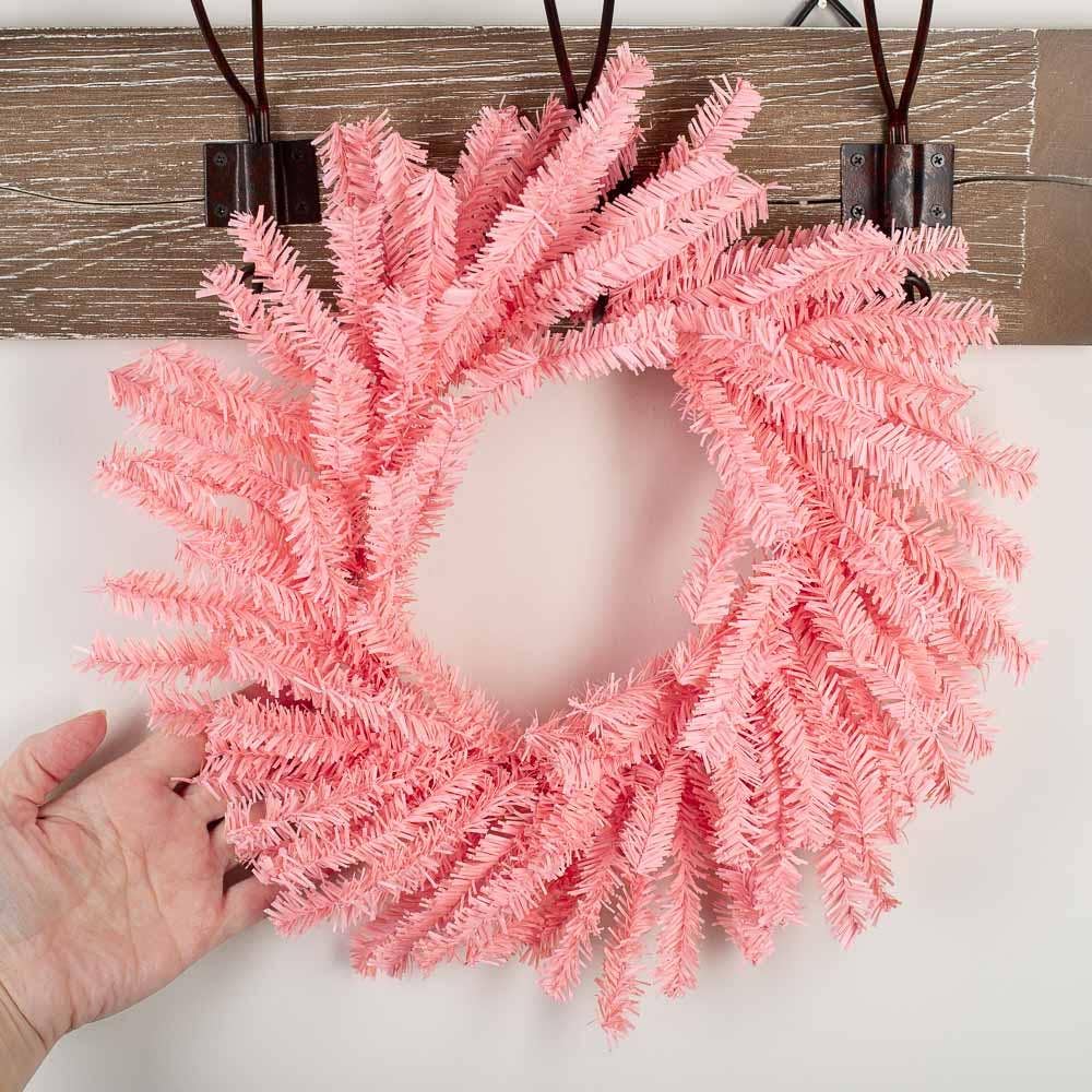 12" Pink Artificial Pine Wreath - Harmony