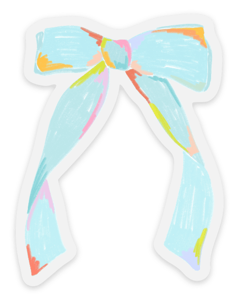 Clear Blue Bow Sticker, 2.14x2.8in. - Harmony