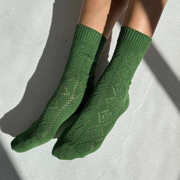 Modal Eyelet Socks / Palm Green - Harmony