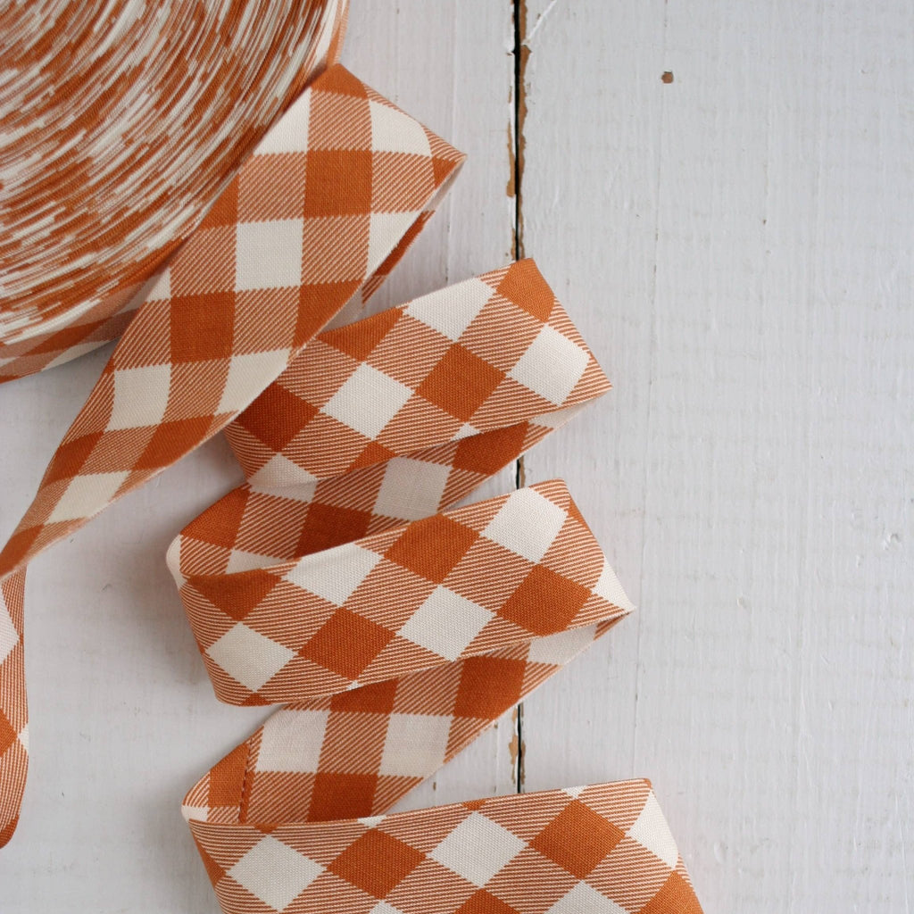 2.5" Bias Quilt Binding / Pecan Gingham - Harmony