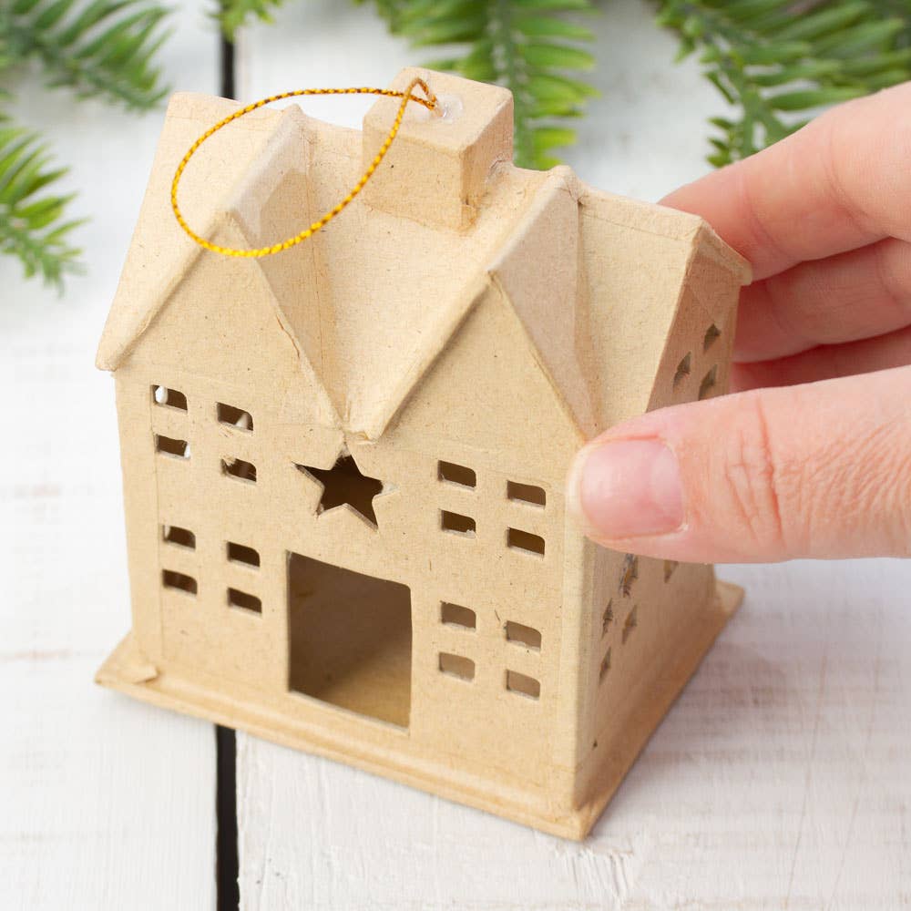 Paper Mache Saltbox House Ornament - Small - Harmony