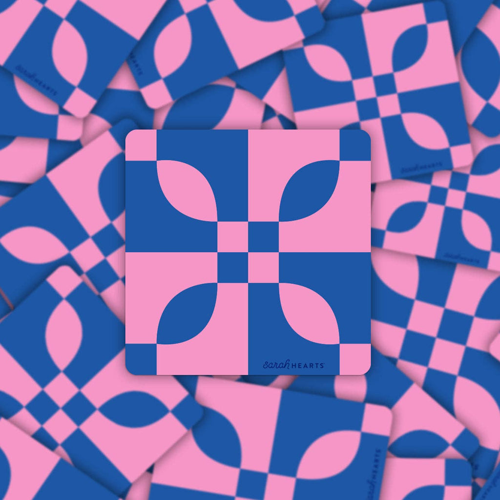 Blue and Pink Quilt Block Sticker - Harmony