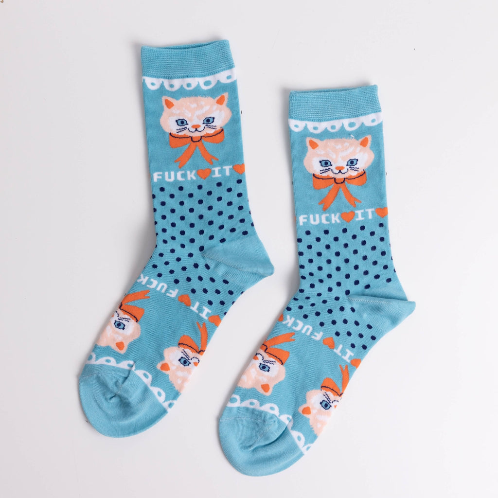 F*ck it Kitty Small Crew Socks - Harmony