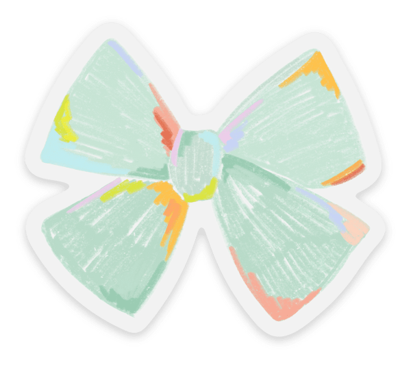 Clear Mint Bow Sticker, 2.3×2.01in. - Harmony