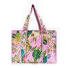 Large Cotton Block Print Tote Bag / Pink Tropical - Harmony