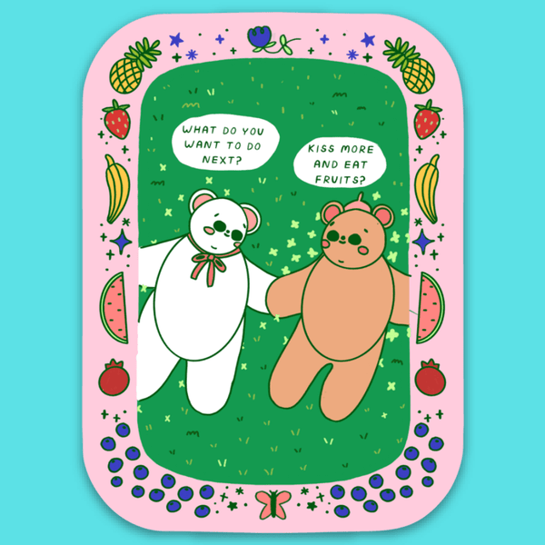 Kiss More And Eat Fruits Sticker - Harmony