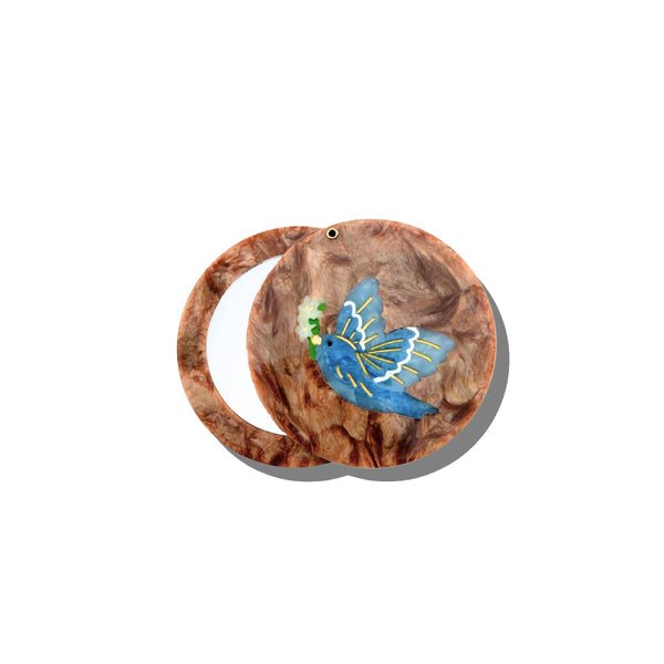 Hand - painted Bluebird Compact Mirror - Harmony