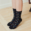 Women's Crew Grid Flower Socks - Harmony