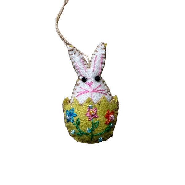 Rabbit in Yellow Egg Ornament - Harmony