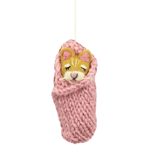 Cozy Pink Kitty Ornament - Harmony