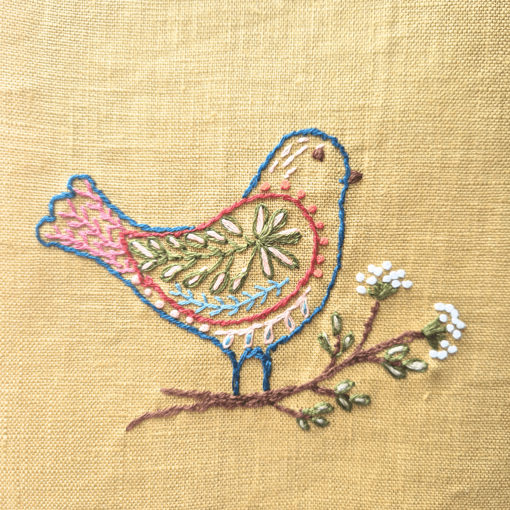 Stick and Stitch Embroidery / Folk Birds - Harmony