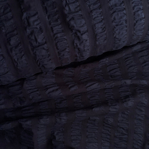 Wide Stripe Ripple Cotton Lawn / Dark Navy - Harmony