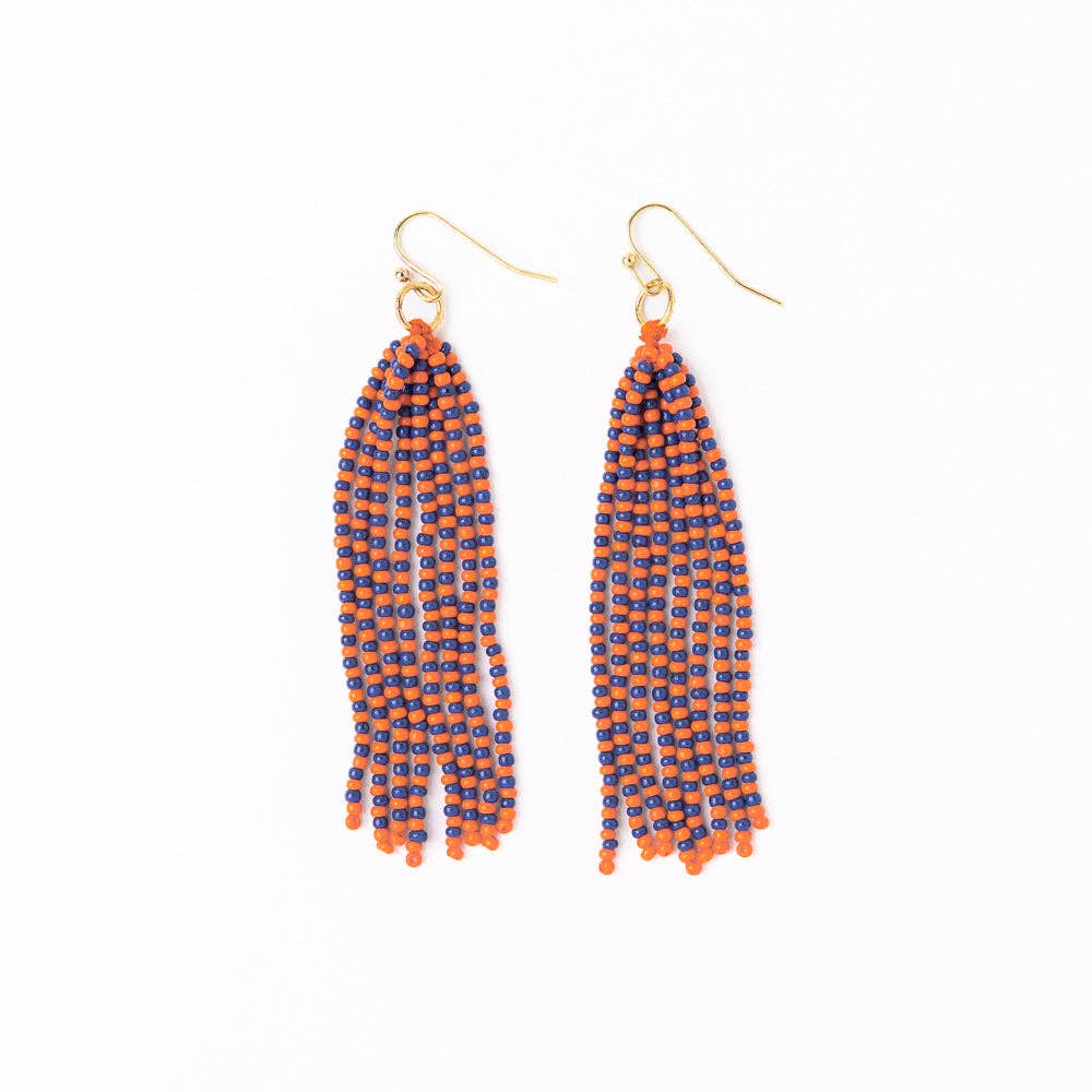 Game Day Tassel Earrings / Navy and Orange - Harmony
