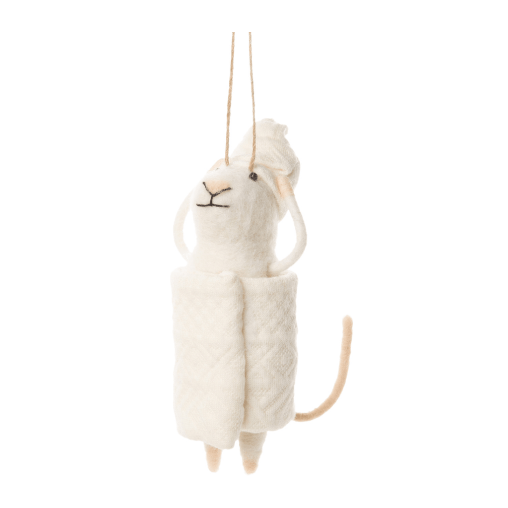 Felt Mouse in Towel Ornament - Harmony