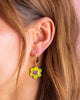 Green Flower Huggie Earrings - Harmony